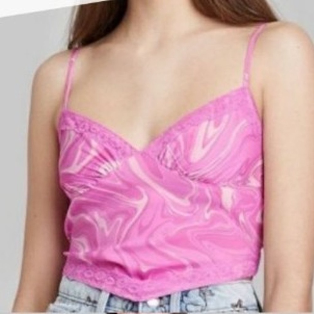 Wild Fable Pink L bandana cinch back top y2k